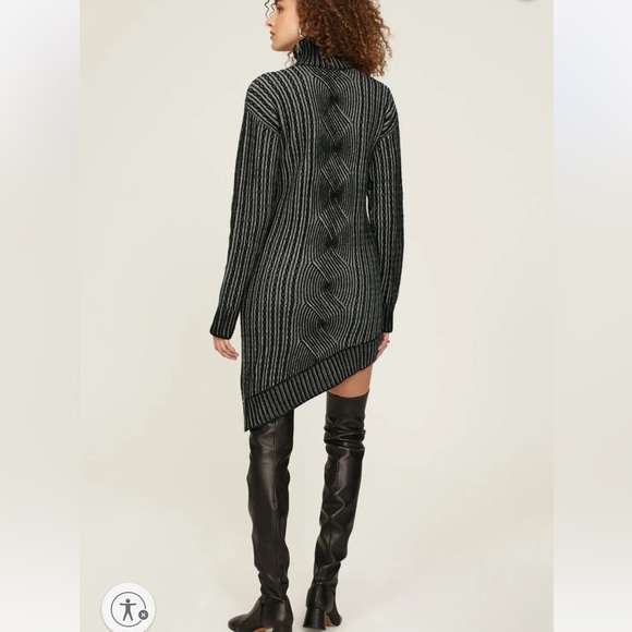 NAADAM Cashmere Wool Asymmetrical Turtleneck thick sweater Dress Whimsygoth L - Picture 10 of 13